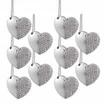 10 Pack Necklace USB Memory Stick Diamond Heart for Wedding
