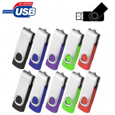 10 Pack Swivel Thumb Drive Memory Stick Mixed Color