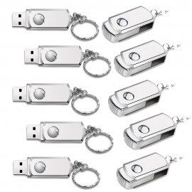 10 Pack Metal Swivel USB Memory Stick with Keyring