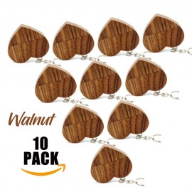 10 Pieces Wooden Heart USB Memory Stick with Keyring