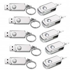 10 Stück Schwenken USB-Stick Metall mit Schlüsselanhänger